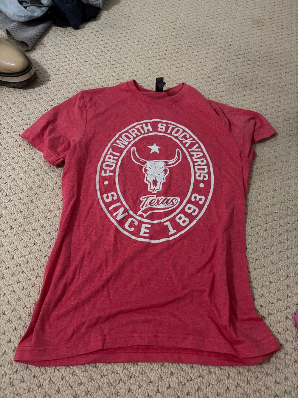 Gildan Red Short Sleeve Tee with Fort Worth Stockyards Graphic